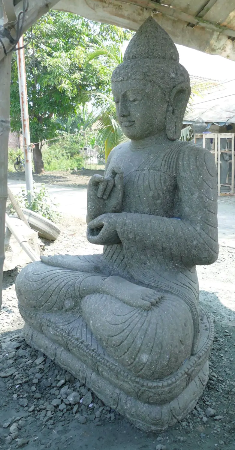  Product image 4 of the product “Seated Buddha Dharmachakra, 206 cm Height, Basanite, Natural Green ”